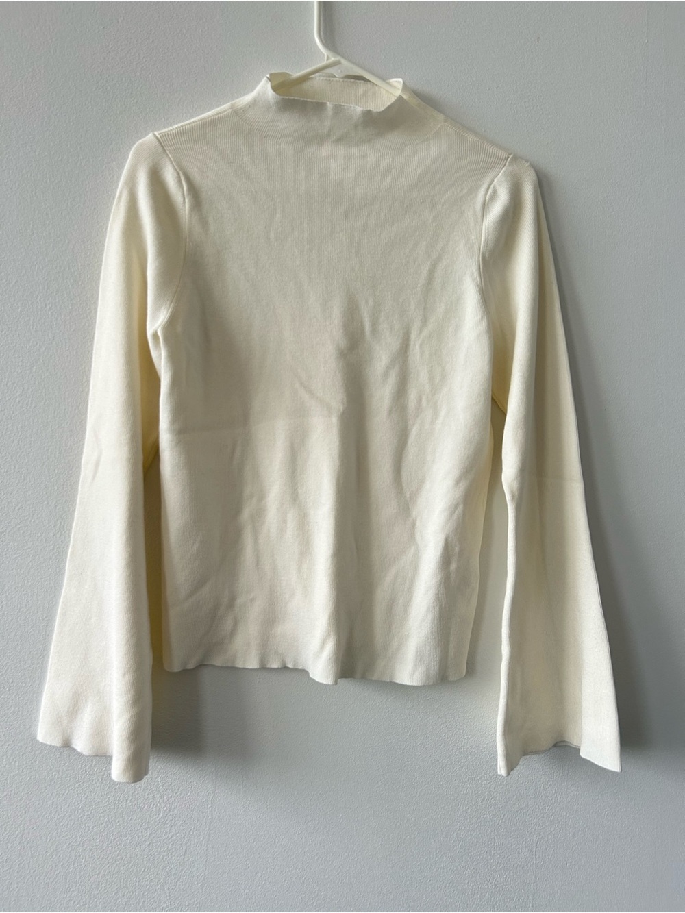 Maeve Cream Long-Sleeve Mock Neck Top